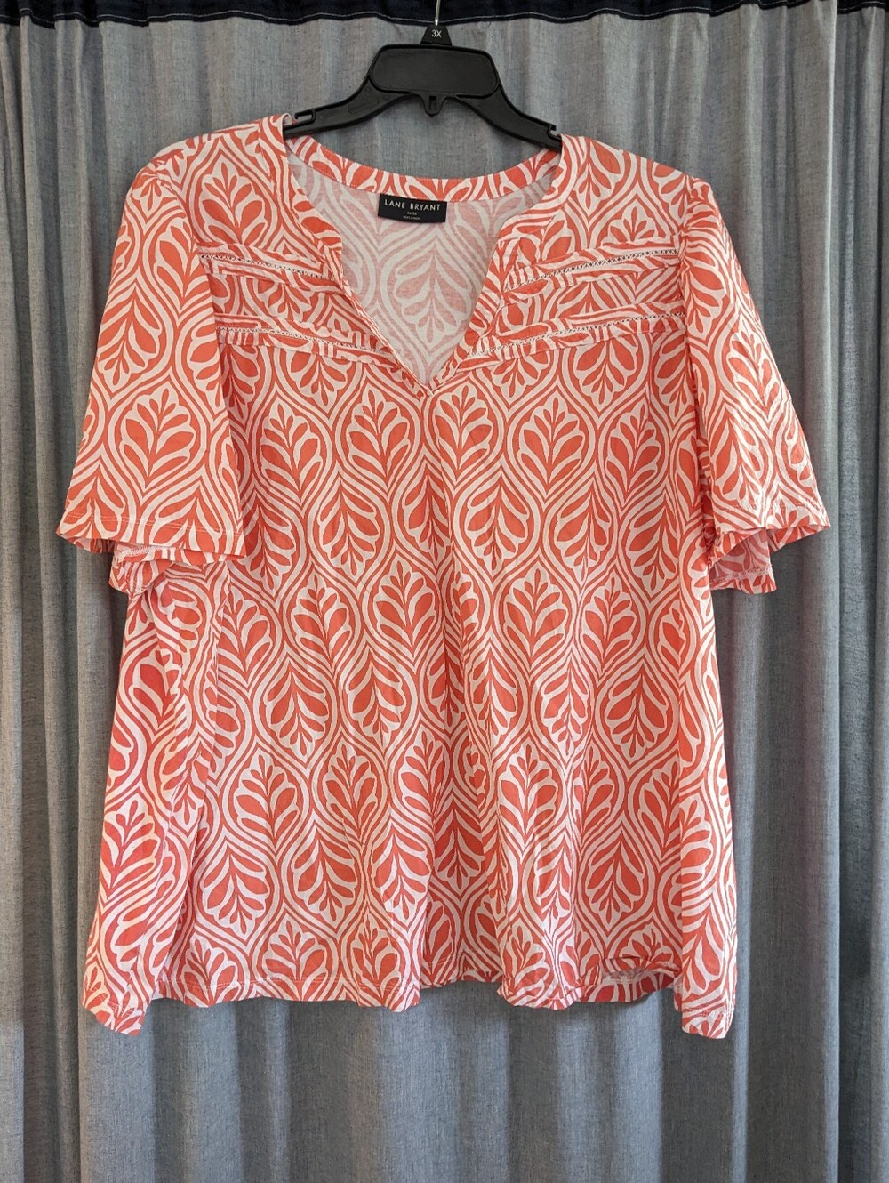 Lane Bryant Tunic Top Women's 26/28 Pink White Cotton Lightweight Summer Beach